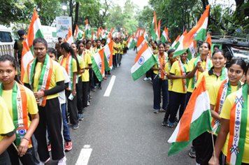 हर घर तिरंगा अभियान के तहत रांची में मोरहाबादी से अल्बर्ट एक्का चौक तक निकाला मार्च