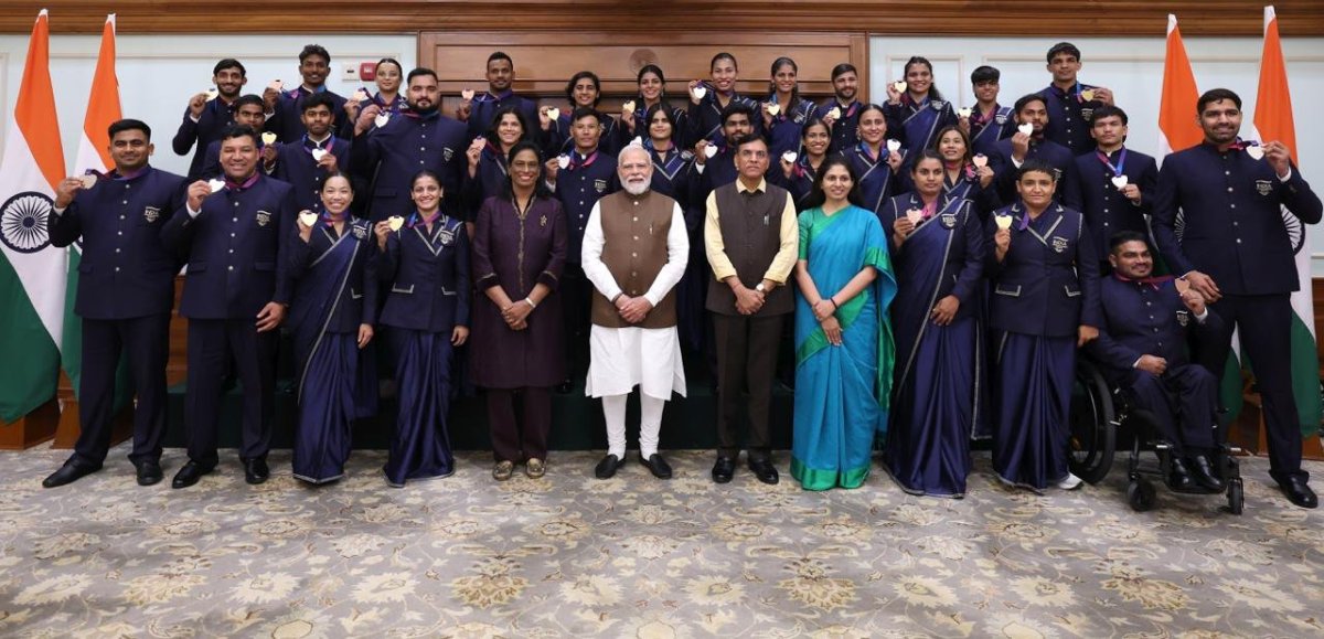PM Modi Meets CWG 2026 Medal Winners: प्रधानमंत्री मोदी ने 7, लोक कल्याण मार्ग पर राष्ट्रमंडल खेल 2026 के पदक विजेताओं की मेजबानी की; बोले— 'जो खेलेगा, वो खिलेगा'
