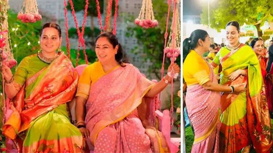 Kangana Ranaut Hariyali Teej Look: हरियाली तीज पर दिल्ली सीएम रेखा गुप्ता के कार्यक्रम में लाइम ग्रीन सिल्क साड़ी में पहुंचीं कंगना रनौत; कोरल-पिंक पल्लू ने खींचा ध्यान