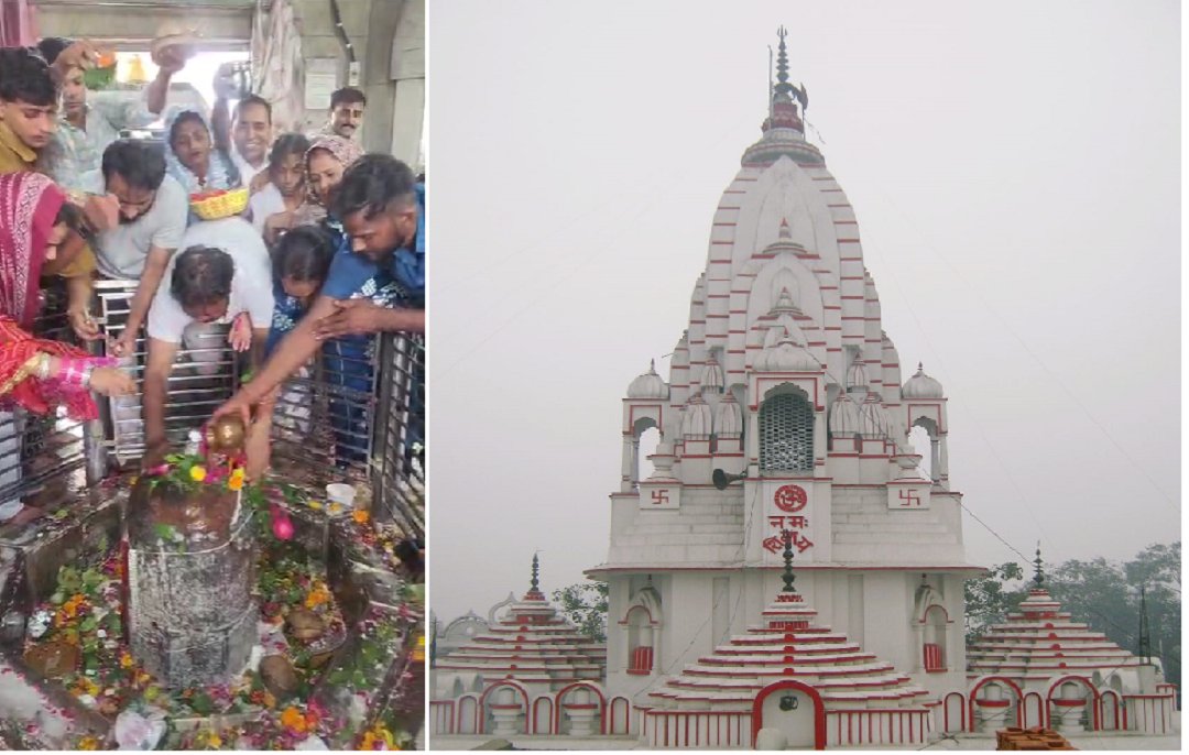 श्रावण मास के पहले सोमवार को पुरा महादेव मंदिर में उमड़ा आस्था का सैलाब