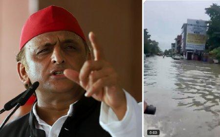 जलभराव पर अखिलेश का तंज, बोले भाजपा राज में सड़कें नदी बन गईं, विकास के दावों पर उठाए सवाल