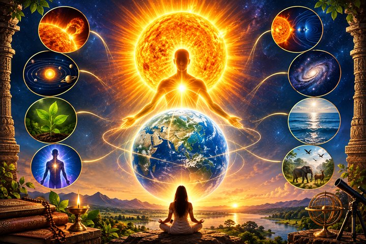 सूर्य को 'जगत की आत्मा' क्यों कहते हैं? जानें पञ्चाग्नि विद्या, उपनिषदों का दर्शन और आधुनिक एस्ट्रोफिजिक्स का वैज्ञानिक संगम 