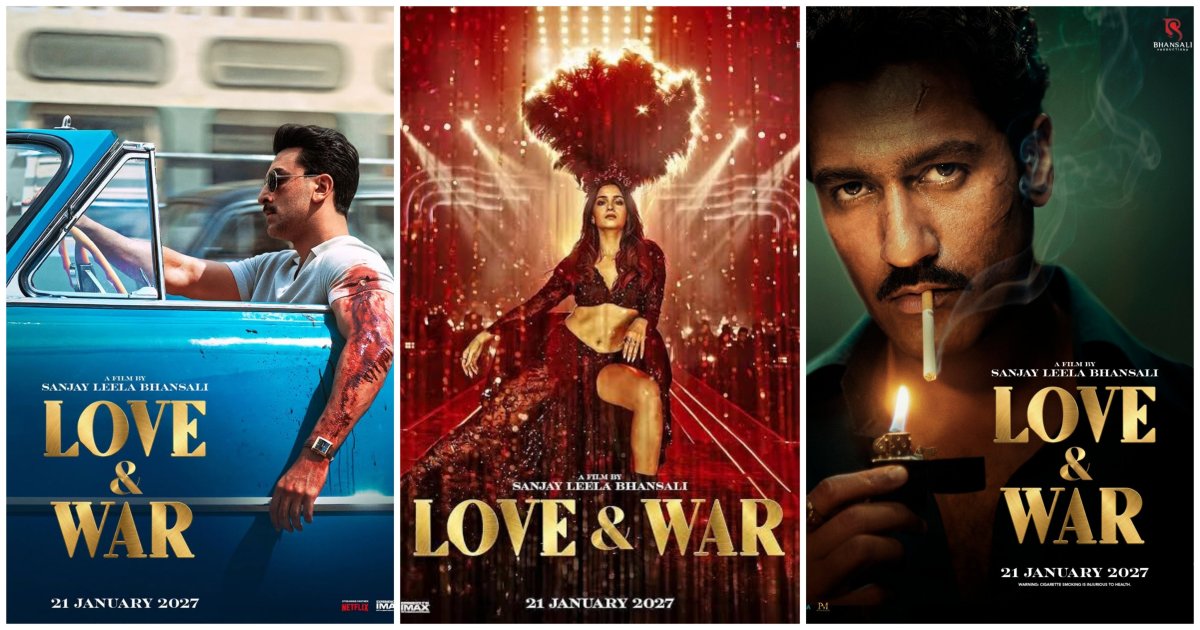 संजय लीला भंसाली की 'लव एंड वॉर' से रणबीर, आलिया और विक्की का इंटेंस लुक आउट 