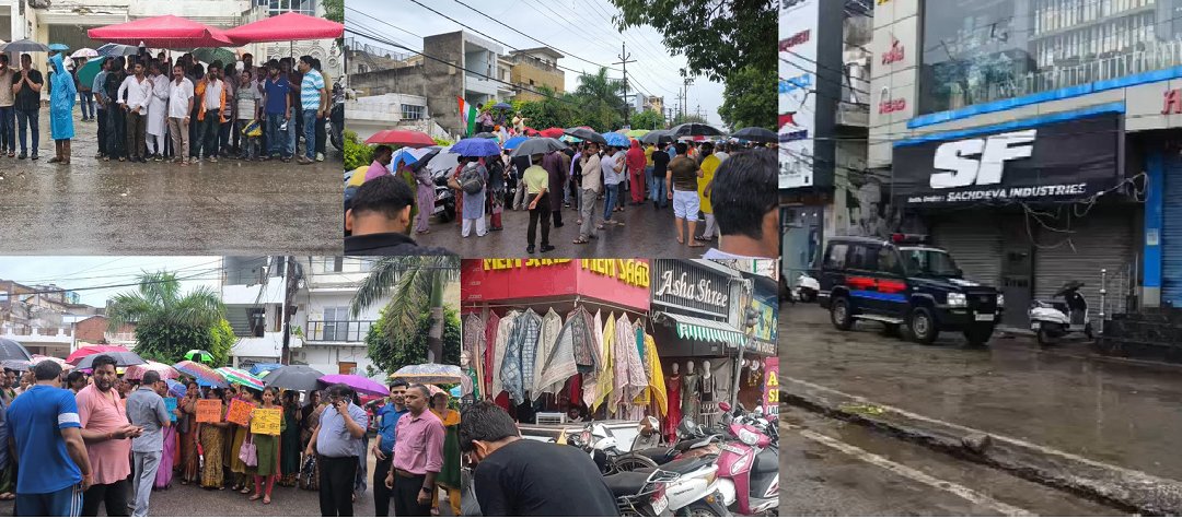 मेरठ बंद का असर: बारिश में भी डटे रहे व्यापारी, सूरजकुंड समेत कई मार्केट में भी पसरा सन्नाटा