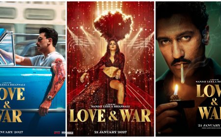 संजय लीला भंसाली की 'लव एंड वॉर' से रणबीर, आलिया और विक्की का इंटेंस लुक आउट 