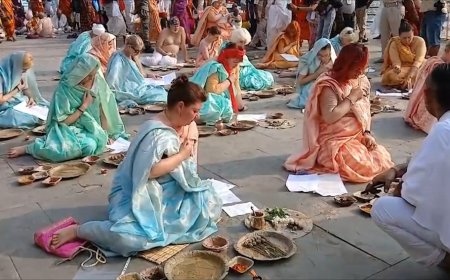 गया जी के देवघाट पर विदेशी तीर्थयात्रियों ने किया पिंडदान, पितरों की मोक्ष की कामना