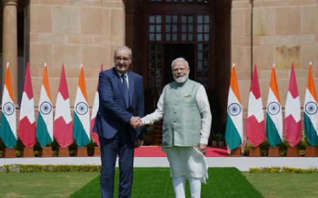 पीएम मोदी और स्विस राष्ट्रपति गाय परमेलिन के बीच हैदराबाद हाउस में अहम बैठक